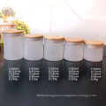 450ml wide mouth Frosted Glass Airtight Canisters glass jar with bamboo lid 15oz